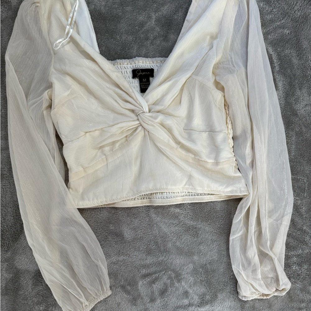 Cream Twist Front Blouse